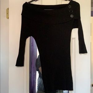 Over the Shoulder Fitted Black Sweater